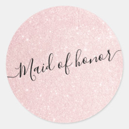 Elegant  roos goudglitter-dienstmeisje ronde sticker