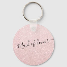 Elegant  roos goudglitter-dienstmeisje sleutelhanger