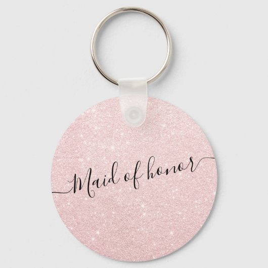 Elegant  roos goudglitter-dienstmeisje sleutelhanger (Voorkant)