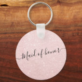 Elegant  roos goudglitter-dienstmeisje sleutelhanger (Voorkant)