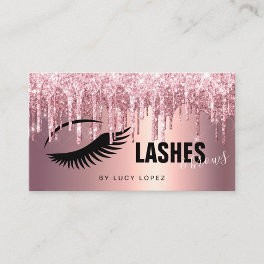 Elegant roos goudglitter drijft zweetjes en bouten visitekaartje (Voorkant)