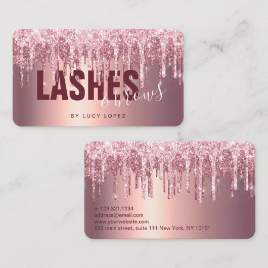 Elegant roos goudglitter drijft zweetjes en bouten visitekaartje (Voorkant / Achterkant)