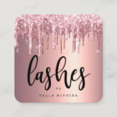 Elegant roos goudglitter drijft zweetjes vierkante visitekaartje (Voorkant)