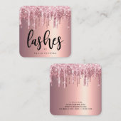 Elegant roos goudglitter drijft zweetjes vierkante visitekaartje (Voorkant / Achterkant)