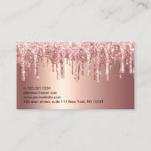 Elegant roos goudglitter drijft zweetjes visitekaartje (Achterkant)