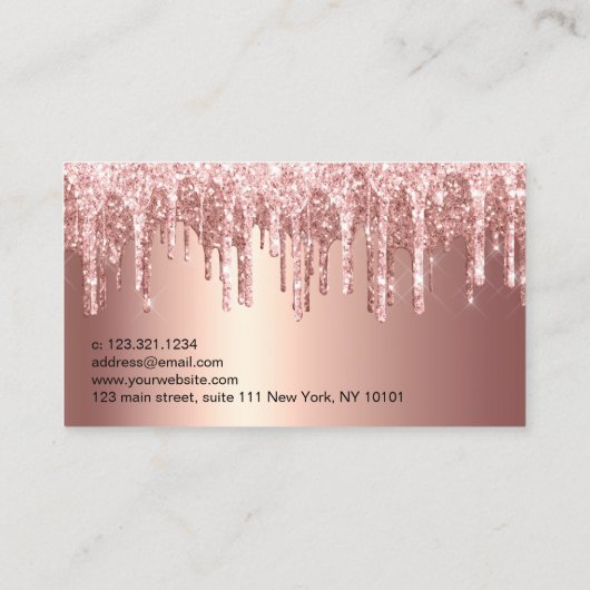 Elegant roos goudglitter drijft zweetjes visitekaartje (Achterkant)