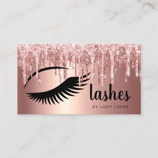 Elegant roos goudglitter drijft zweetjes visitekaartje (Voorkant)