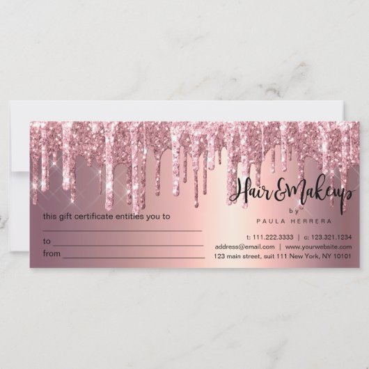 Elegant roos goudglitter drip haar make-up (Achterkant)