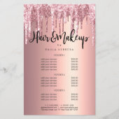 Elegant roos goudglitter drip haar make-up flyer (Voorkant)