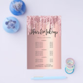 Elegant roos goudglitter drip haar make-up flyer (Enkel)