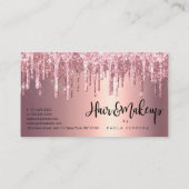 Elegant roos goudglitter drip haar make-up klantenkaartje (Achterkant)