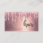Elegant roos goudglitter drip haar stylist afsprakenkaartje (Achterkant)