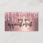 Elegant roos goudglitter drip haar stylist afsprakenkaartje (Voorkant)