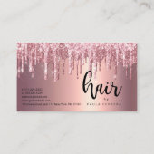 Elegant roos goudglitter drip haar stylist klantenkaartje (Achterkant)
