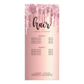 Elegant roos goudglitter drip haar stylist reclamekaart (Achterkant)