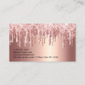 Elegant roos goudglitter druppelt haarstylist visitekaartje (Achterkant)