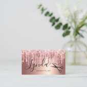 Elegant roos goudglitter druppelt haarstylist visitekaartje (Staand voorkant)