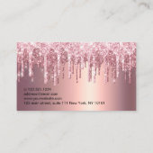 Elegant roos goudglitter druppelt haarstylist visitekaartje (Achterkant)