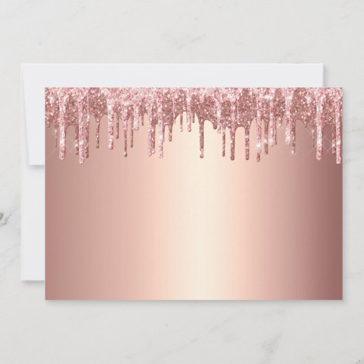 Elegant roos goudglitter druppelt zoet zestien kaart (Achterkant)