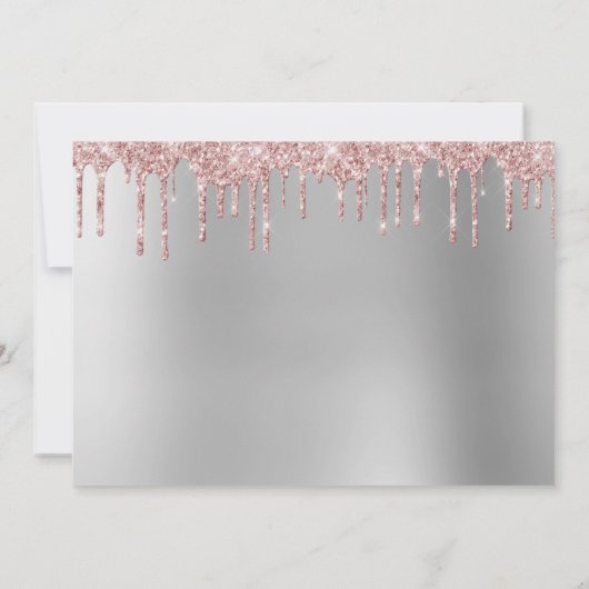 Elegant roos goudglitter druppelt zoet zestien kaart (Achterkant)