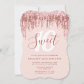 Elegant roos goudglitter druppelt zoet zestien kaart (Voorkant)