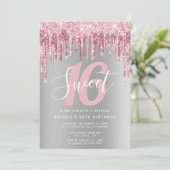 Elegant roos goudglitter druppelt zoet zestien kaart (Staand voorkant)