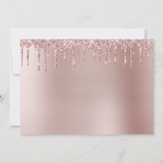 Elegant roos goudglitter druppelt zoet zestien kaart (Achterkant)