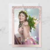 Elegant roos goudglitter druppelt zoet zestien kaart (Achterkant)