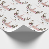 Elegant roos goudglitter eenhoornhert cadeaupapier (Hoek)