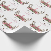 Elegant roos goudglitter eenhoornhert cadeaupapier (Hoek)