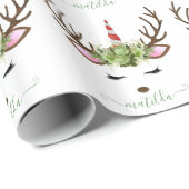 Elegant roos goudglitter eenhoornhert cadeaupapier (Rol Hoek)