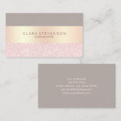 Elegant roos goudglitter en grijze make-up kunsten visitekaartje (Voorkant / Achterkant)