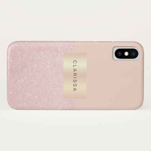 Elegant roos goudglitter en wazig roze Case-Mate iPhone case (Achterkant (horizontaal))