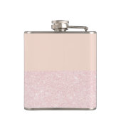 Elegant roos goudglitter en wazig roze heupfles (Achterkant)