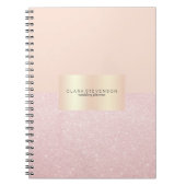 Elegant  roos goudglitter en wazig roze notitieboek (Voorkant)