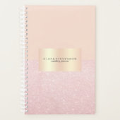 Elegant  roos goudglitter en wazig roze planner (Voorkant)