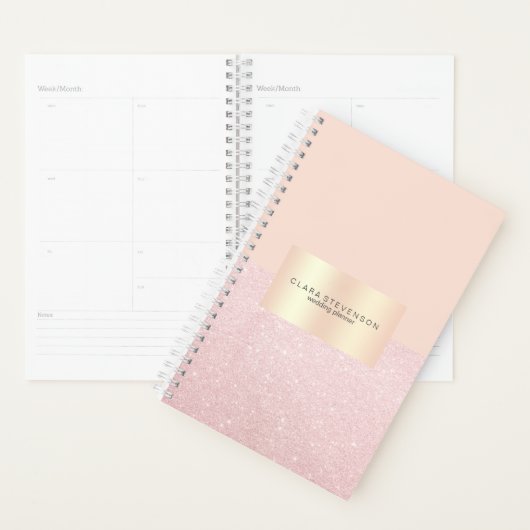 Elegant  roos goudglitter en wazig roze planner (Display)
