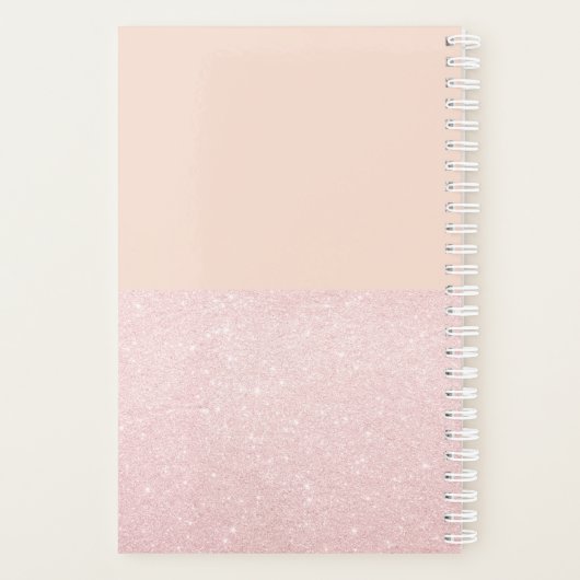 Elegant  roos goudglitter en wazig roze planner (Achterkant)