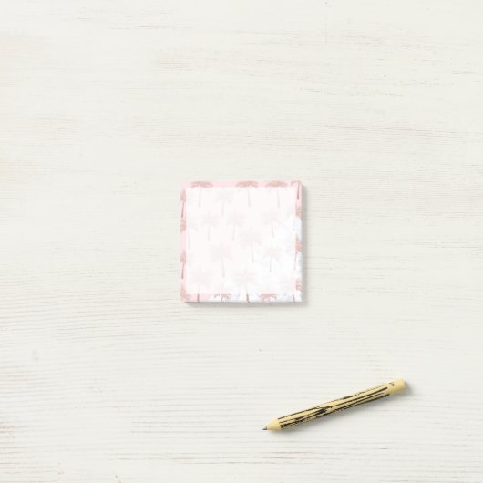 Elegant roos goudglitter en wit marmer patroon post-it® notes (Op bureau)