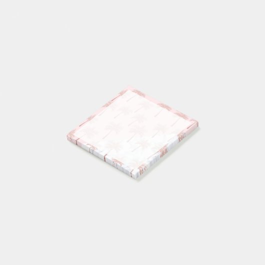 Elegant roos goudglitter en wit marmer patroon post-it® notes (Schuin)