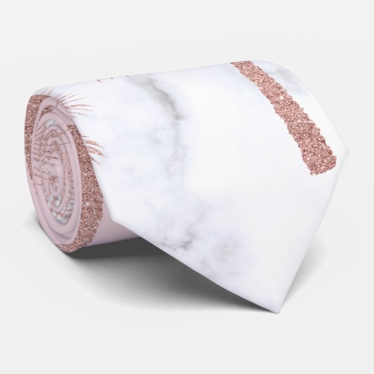 Elegant roos goudglitter en wit marmer patroon stropdas (Opgerold)