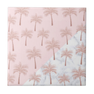 Elegant roos goudglitter en wit marmer patroon tegeltje