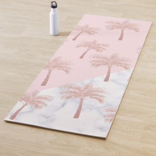 Elegant roos goudglitter en wit marmer patroon yogamat