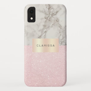 Elegant  roos goudglitter en witte marmer Case-Mate iPhone case