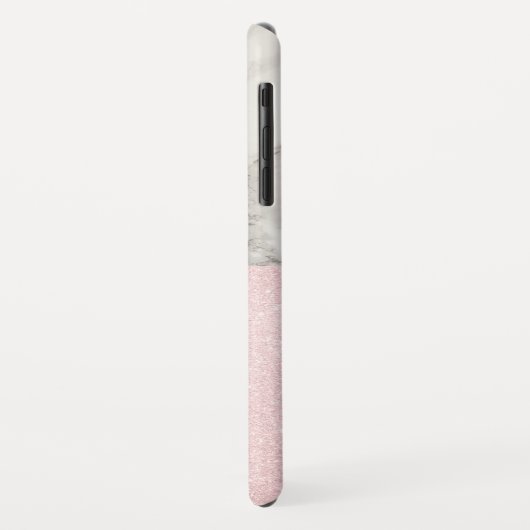 Elegant  roos goudglitter en witte marmer Case-Mate iPhone case (Achterkant/links)