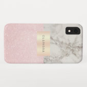 Elegant  roos goudglitter en witte marmer Case-Mate iPhone case (Achterkant (horizontaal))