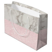 Elegant roos goudglitter en witte marmer groot cadeauzakje (Achterkant Gekanteld)