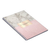 Elegant  roos goudglitter en witte marmer notitieboek (Rechterzijde)