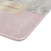 Elegant  roos goudglitter en witte marmer snijplank (Hoek)