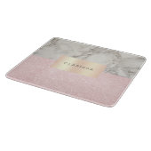 Elegant  roos goudglitter en witte marmer snijplank (Hoek)